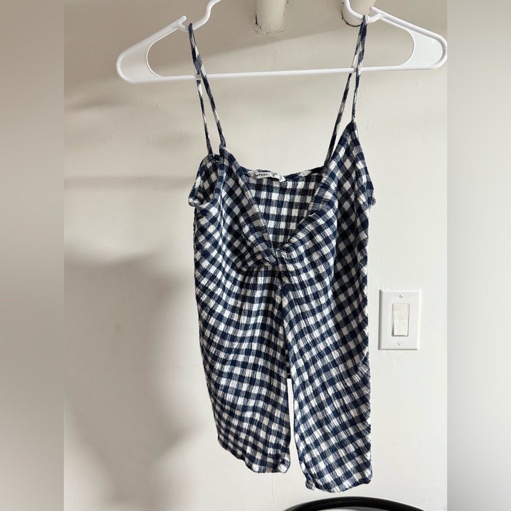 Lefties Y2K Blue and White Plaid Flyaway Cami Top